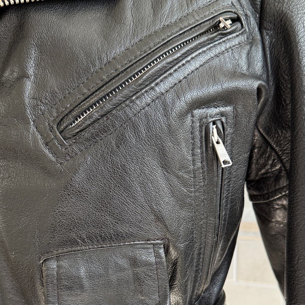 Re/Done Black Leather Moto Jacket - Picture 7 of 17